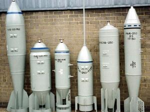 A file photo of cluster bombs. (AFP/File) A file photo of cluster bombs. (AFP/File)