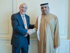 عبيد حميد الطاير يلتقي مع خوسيه أنخيل غوريا الأمين العام لمنظمة التعاون الاقتصادي والتنمية.