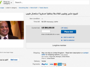 After saying he would sell himself to help Egypt, president Abdel Fattah el-Sisi was listed on eBay for sale. (Screenshot via Twitter)