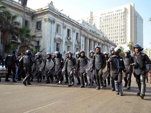 Egyptian military line up in riot gear. (AFP/File)