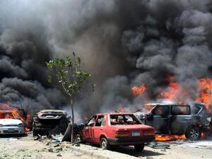 السنة اللهب تتصاعد في موقع التفجير الذي استهدف بركات في القاهرة
