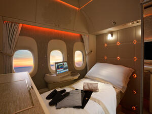 The overhauled suites show large rooms, plush designs and bright, airy cabins that are completely sealed off from the rest of the plane. (Courtesy of Emirates)