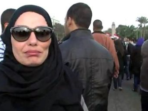 Sherihan wearing hijab in Tahrir Square