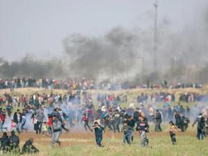 من مسيرات العودة على الحدود الفاصلة بين قطاع غزة وأراضي فلسطين المحتلة عام 1948