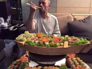 Photos of Syrian singer George Wassouf indulging in an expensive sushi dinner while Syrian people starve infuriated social media this week. (Albawaba Arabic)