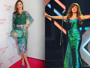 نجوى كرم في فستان مميز باللون الأخضر