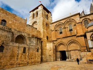 The entrance to the Church of the Holy Sepulchre, which houses Christ's Tomb, is seen in the old city of Jerusalem. (Shutterstock)