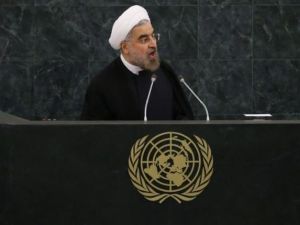الرئيس الايراني متحدثا امام الجمعية العامة للامم المتحدة/أ.ف.ب