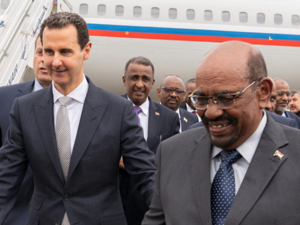 الطائرة التي هبط منها البشير، وهي من طراز "تو-154" ورسم العلم الروسي عليها