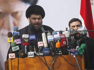 الصدر مخاطبا انصاره في اول ظهرو علني له بعد عودته الى بلاده/أرشيف