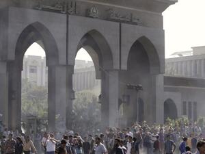 Al Azhar has been one of the key sites of pro-Morsi protests since the former Islamist president's oust in July (Courtesy of Voice of America)