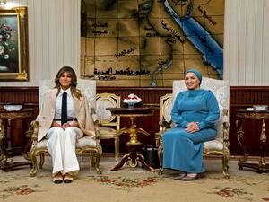 زوجة الرئيس المصري انتصار السيسي والسيدة الأمريكية الأولى ميلانيا ترامب