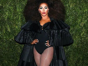 Shangela arrives at the CFDA Fashion Fund fashion show on November 5, 2018. (Source: itsshangela - Instagram)