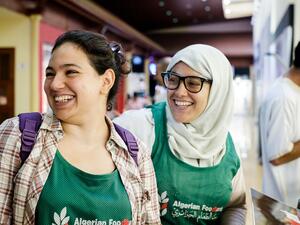 Lylia and Sabirne Bouras, sisters and both volunteering with the food bank. (Karim Mostafa)
