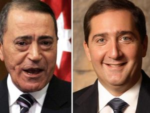 رئيس الوزراء المقال، سمير الرفاعي، ورئيس الوزراء المعين معروف البخيت/أ.ف.ب