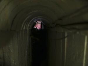 A Qassam Brigades fighter in a Gaza tunnel. (Abed Zagout)