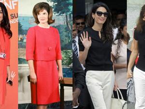 Human rights lawyer, 38, appears to be styling herself on wife of JFK. (Yahoo)