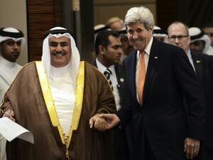 Bahrain's Foreign Affairs Minister Sheikh Khaled bin Ahmed al-Khalifa (L) with US Secretary of State John Kerry in Manama on April 7, 2016. (AFP/Mohammed Al-Shaikh) Bahrain's Foreign Affairs Minister Sheikh Khaled bin Ahmed al-Khalifa (L) with US Secretary of State John Kerry in Manama on April 7, 2016. (AFP/Mohammed Al-Shaikh)