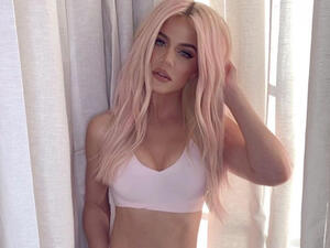 Khloe shared a picture of True sitting near her family's Christmas tree (Source: khloekardashian / Instagram) 