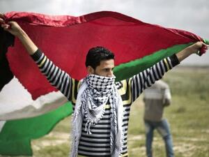 A Palestinian protester on Land Day in 2014, Gaza. (AFP/file)