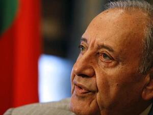 Nabih Berri was accused by the protester of "cruelty, corruption and theft." (AFP/Ramzi Haidar)