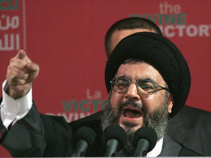 Hezbollah leader Sayyed Hasan Nasrallah promised support for Syria's President Assad in a televised address (archive picture)
