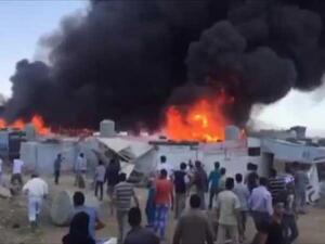 حريق هائل في مخيم للنازحين السوريين في منطقة المندرة