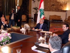 الرئيس اللبناني ميشال سليمان خلال ترؤسه احدى جلسات الحوار الوطني