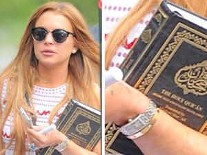 Lindsay was spotted carrying a copy of the Quran in 2015. (Mvslim.com)