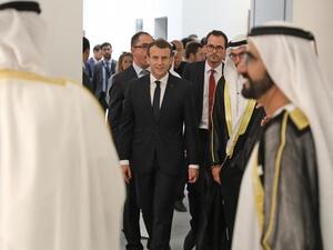 French president Emmanuel Macron tours Louvre Abu Dhabi, on November 8, 2017. (Ludovic Marin/ AFP)