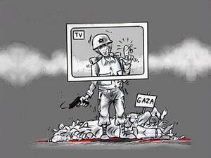 Political cartoons circulating online show both sides in the Israeli-Palestinian conflict feel victimized in the media. (Twitter)