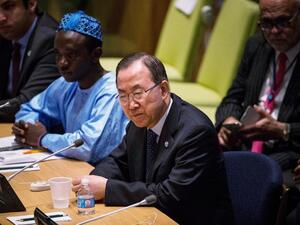 UN leader Ban Ki-moon on July 12 2013, at UN headquarters New York (ANDREW BURTON / GETTY IMAGES NORTH AMERICA / AFP)