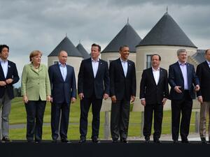 Cameron is hosting Obama, Putin, German Chancellor Angela Merkel, French President Francois Hollande, Japanese Prime Minister Shinzo Abe, Canadian Prime Minister Stephen Harper and Italian Prime Minister Enrico Letta.. (AFP)