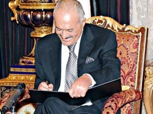 President Ali Abdullah Saleh signs the GCC initiative in Riyadh seven months after it was first issued ending by that Saleh’s 33 year-long rule.