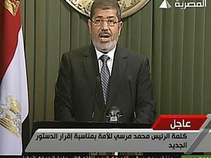President Morsi addresses the nation on Egyptian state TV.