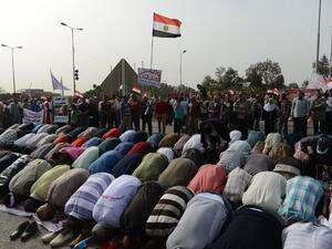 Egyptian protestors pray during a demonstration to show their support for their country's military and against the ruling Muslim Brotherhood, on March 15 in Cairo. (AFP PHOTO / KHALED DESOUKI)