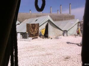 View from within a tent at the Marjayoun "welcome center".