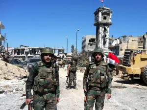 Syrian regime fighters ousted rebels from Yabroud last month (File Archive)