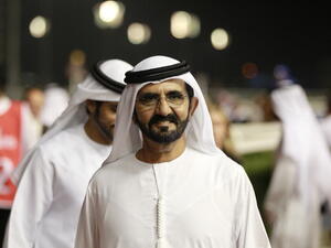 Sheikh Mohammed Al Maktoum looks on during Super Saturday at Meydan Racecourse on March 9, 2013 in Dubai, United Arab Emirates.