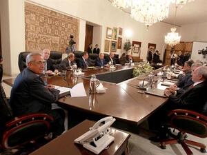 Political leaders gather at the National Dialogue table at Baabda Palace last year. Image courtesy of The Daily Star. 