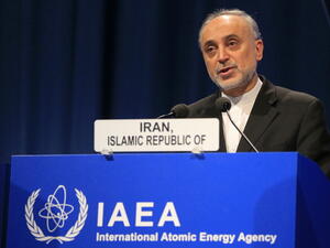 Iran's Atomic Energy Organization president Ali Akbar Salehi and Vice-President of Iran, delivers a speech during the 57th General Conference at the UN atomic agency headquarters in Vienna on September 16, 2013. [Getty Images]