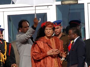 A dry leader keeps 15 second speech short to the point: Rain prevented him speaking further to the Libyan Youth