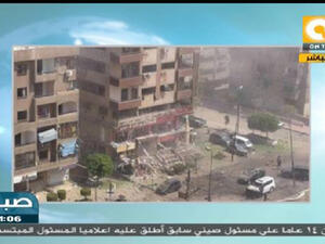 A photo from the blast in Nasr City (Photo : Screen Shot from ONTV, courtesy of Ahram Online)
