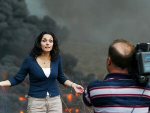 Foreign press and reporters under fire:  finding themselves caught up in  the protest.