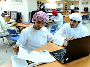 Students at one of Abu Dhabi University's libraries