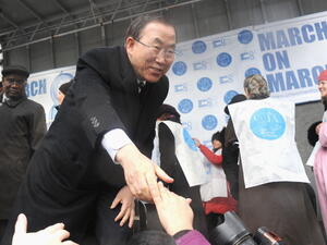Extending a hand, Ban Ki-moon at a UN event on March 8