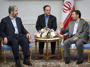 The leaders of Hamas and Iran chat. Image via standfordreview.com