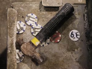 Smashed over the head with a hammer and then stabbed 30 times in a frenzied, this co-worker met his end.