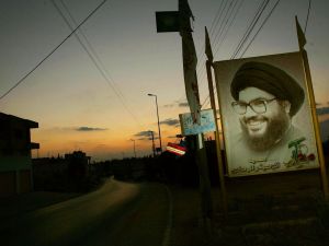 A picture of Hezbollah leader Hassan Nasrallah.