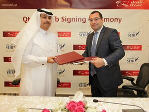 Sheikh Saud Bin Nasser Al Thani, CEO of Qtel Qatar and Farid Chedid, CEO of SEIB Insurance & Reinsurance Company